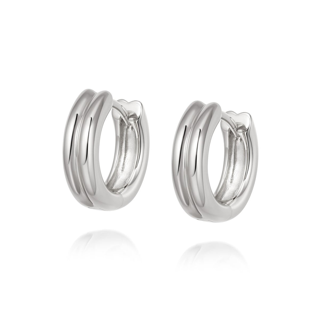 Daisy Meryl Huggie Hoop Earrings - Silver HUG17_SLV