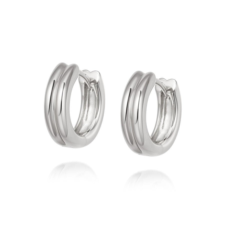 Daisy Meryl Huggie Hoop Earrings - Silver HUG17_SLV