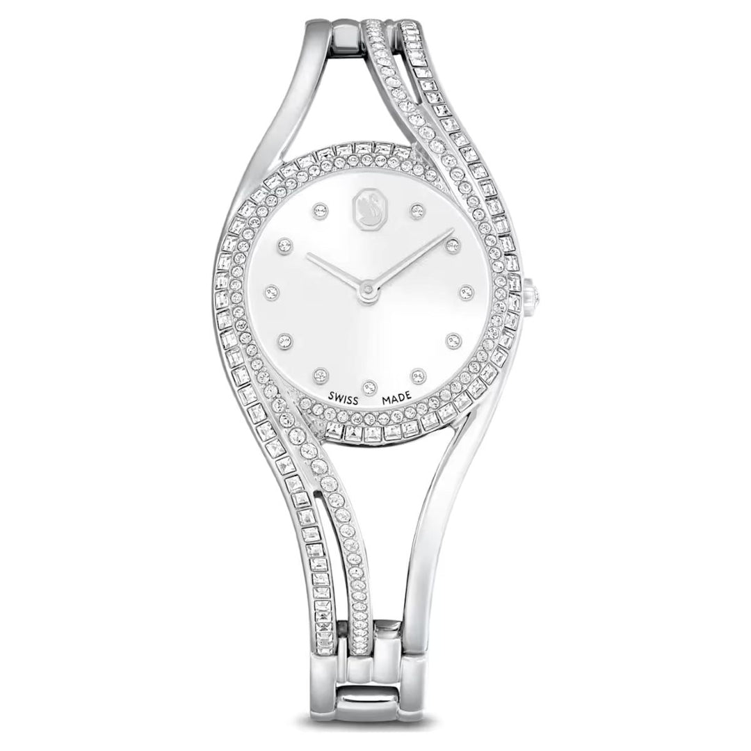 Swarovski Hyperbola Bangle Watch Swiss Made Metal Bracelet - Silver Tone Stainless Steel - 5689432
