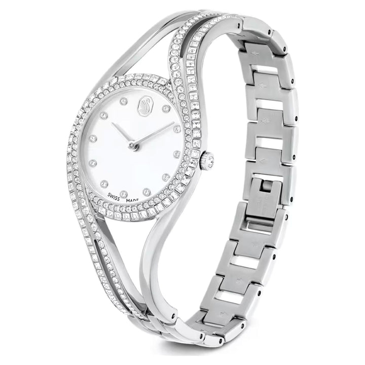 Swarovski Hyperbola Bangle Watch Swiss Made Metal Bracelet - Silver Tone Stainless Steel - 5689432