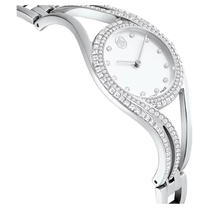 Swarovski Hyperbola Bangle Watch Swiss Made Metal Bracelet - Silver Tone Stainless Steel - 5689432