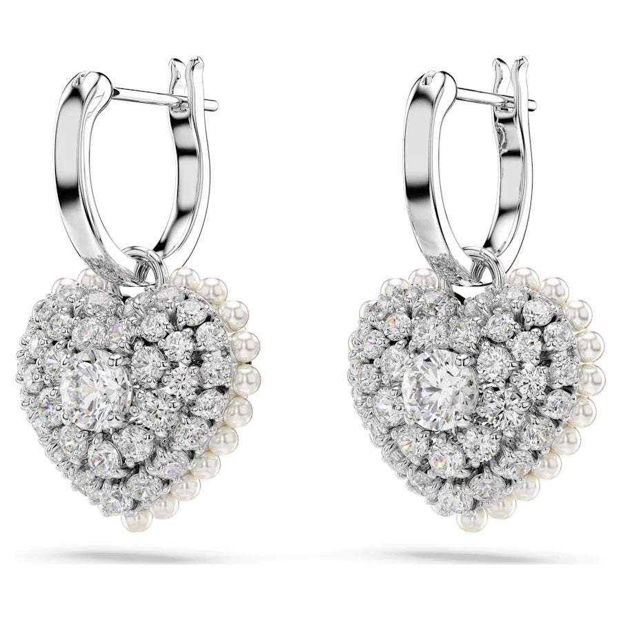 Swarovski Hyperbola Heart Drop Earrings - Rhodium Plated 5684384
