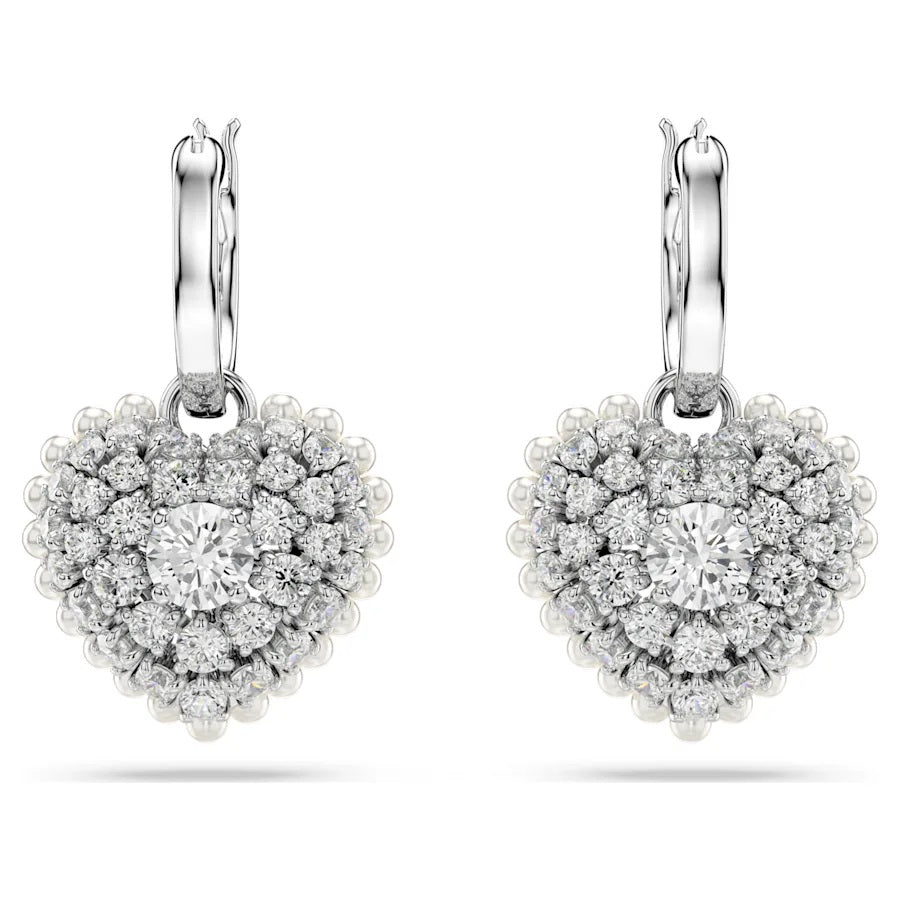 Swarovski Hyperbola Heart Drop Earrings - Rhodium Plated 5684384