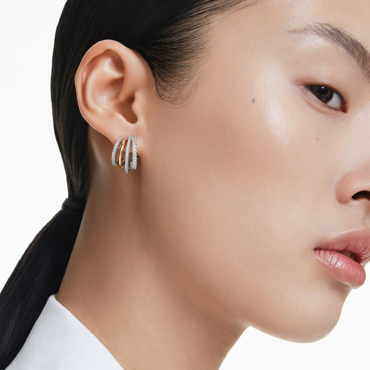 Swarovski Hyperbola Mini Hoop Earrings - White with Mixed Metal Finish 5689718