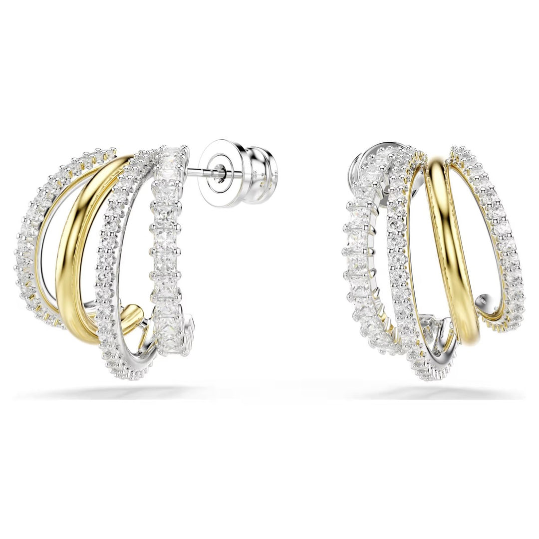 Swarovski Hyperbola Mini Hoop Earrings - White with Mixed Metal Finish 5689718