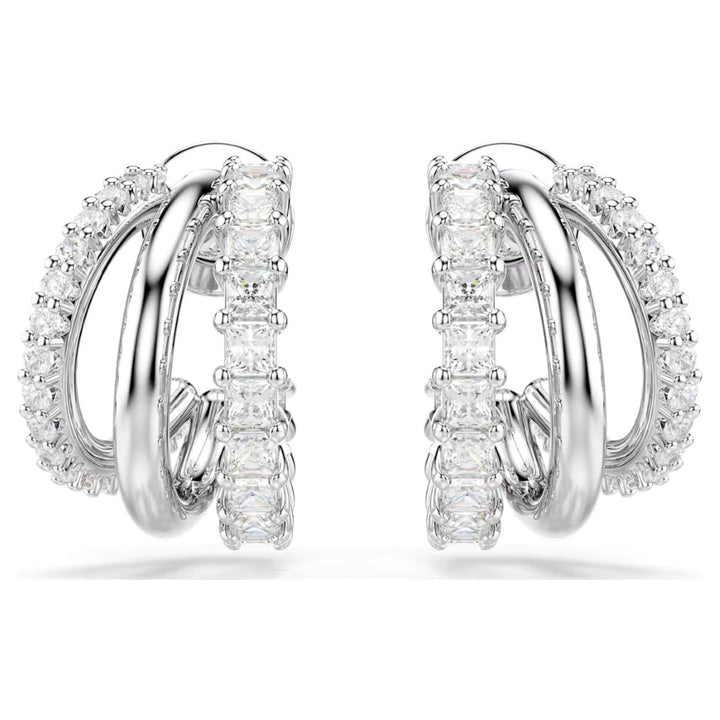 Swarovski Hyperbola Hoop Earrings Round Cut Mini - White with Rhodium Plating - 5737110