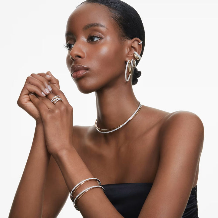 Swarovski Hyperbola Mini Hoop Earrings - White with Mixed Metal Finish 5689718