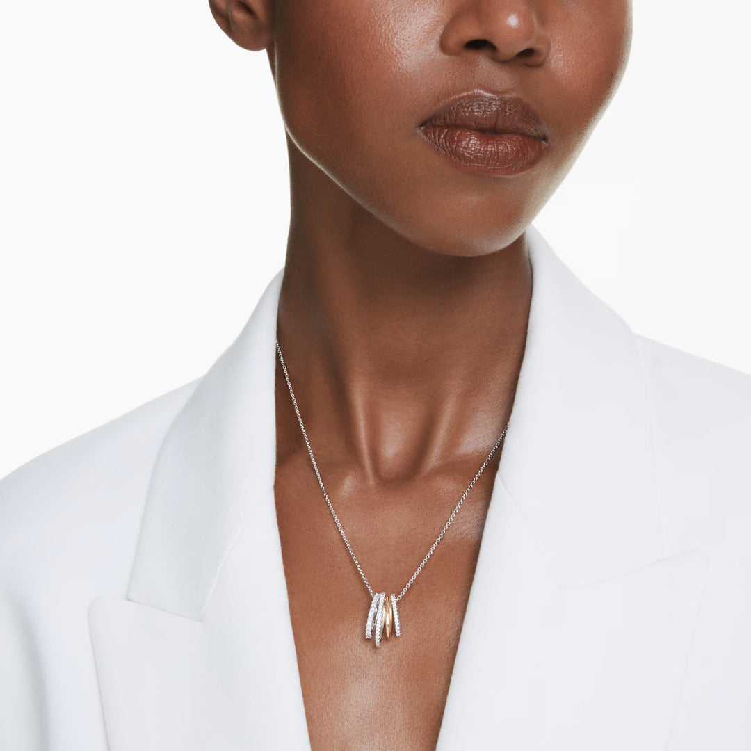 Swarovski Hyperbola Pendant - White with Mixed Metal Finish