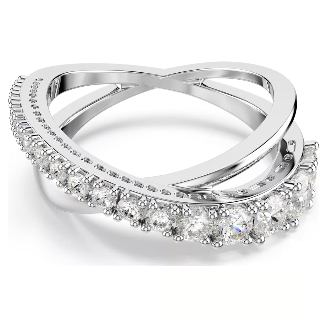 Swarovksi Hyperbola Ring Mixed Cuts White Silver Tone Finish