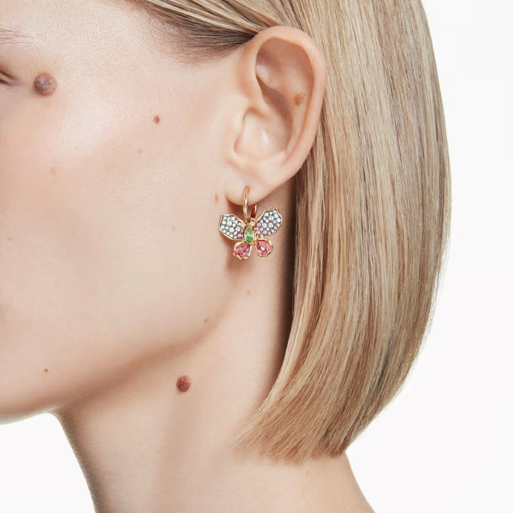 Swarovski Idyllia Butterfly Drop Earrings - Multicolored with Gold Tone Plating - 5709953