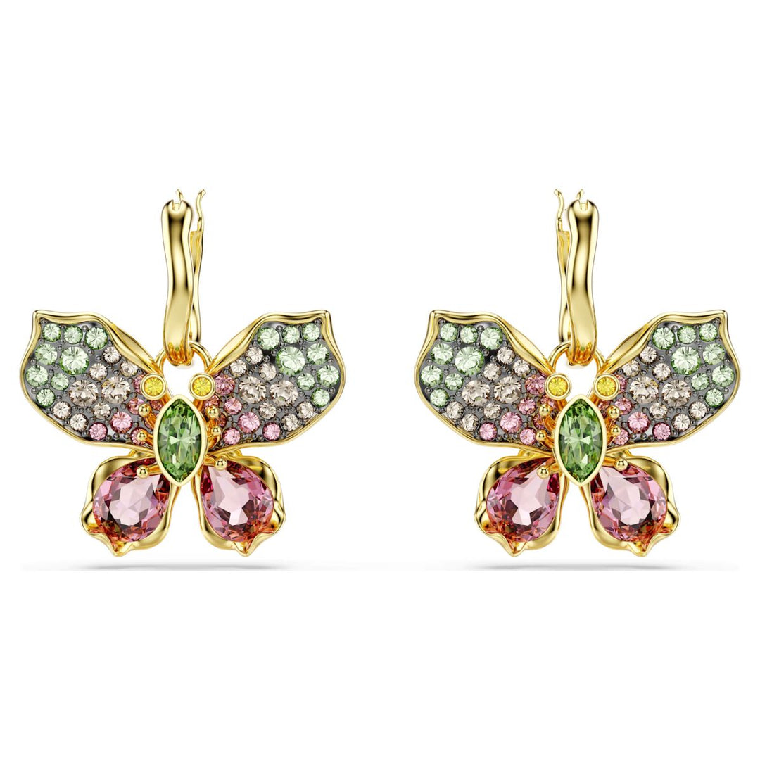Swarovski Idyllia Butterfly Drop Earrings - Multicolored with Gold Tone Plating - 5709953