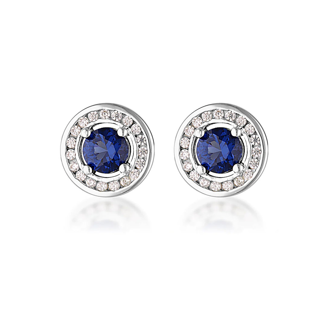 Georgini Milestone Sapphire Blue Halo Earrings - Silver IE1164B 