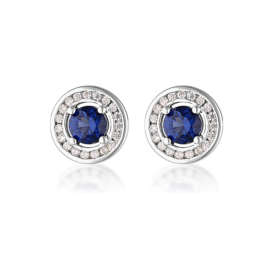 Georgini Milestone Sapphire Blue Halo Earrings - Silver IE1164B 