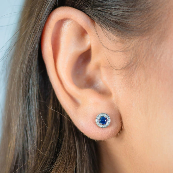 Georgini Milestone Sapphire Blue Halo Earrings - Silver IE1164B 