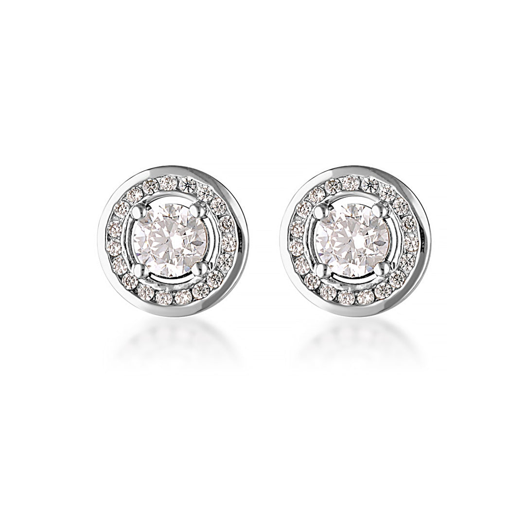 Georgini Milestone White Zirconia Halo Earrings - Silver IE1164W