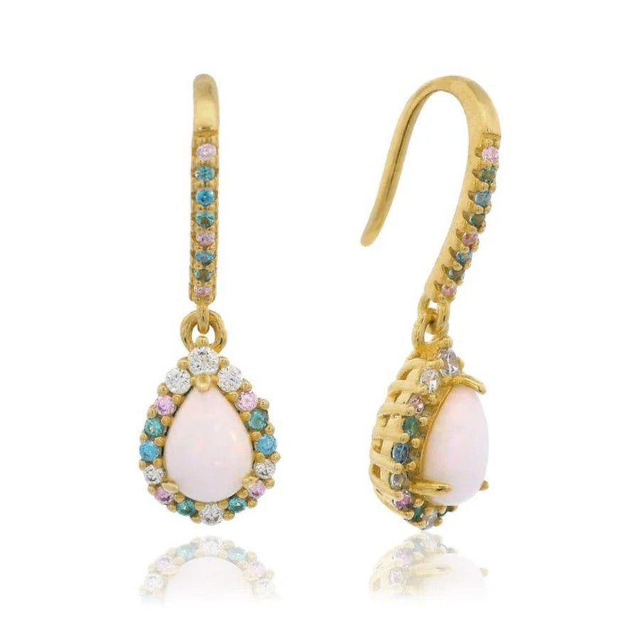 Georgini Wisteria Floribunda Created Opal Shepard Hook Gold Earrings. Item code IE1176G.