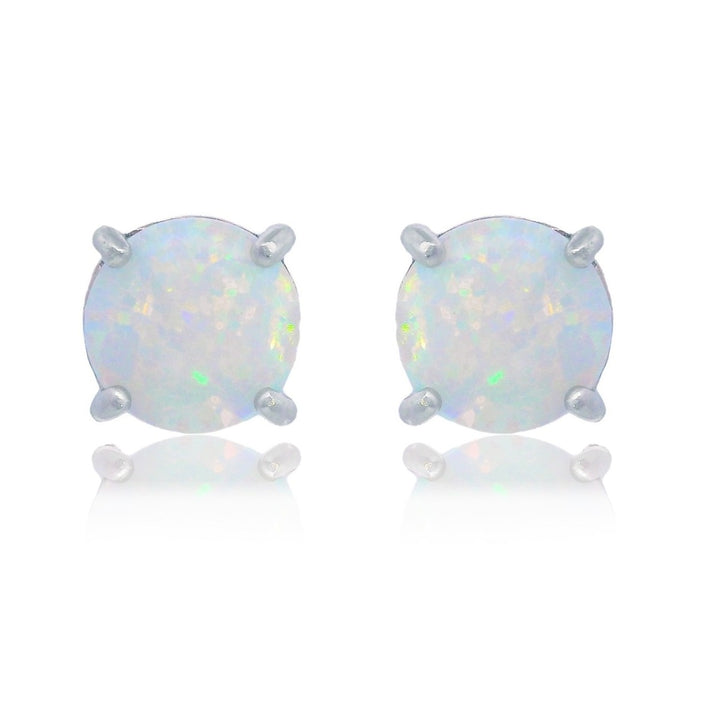 Georgini Opal Glow White Created Opal Stud Earrings - Silver. Item code: IE1182W