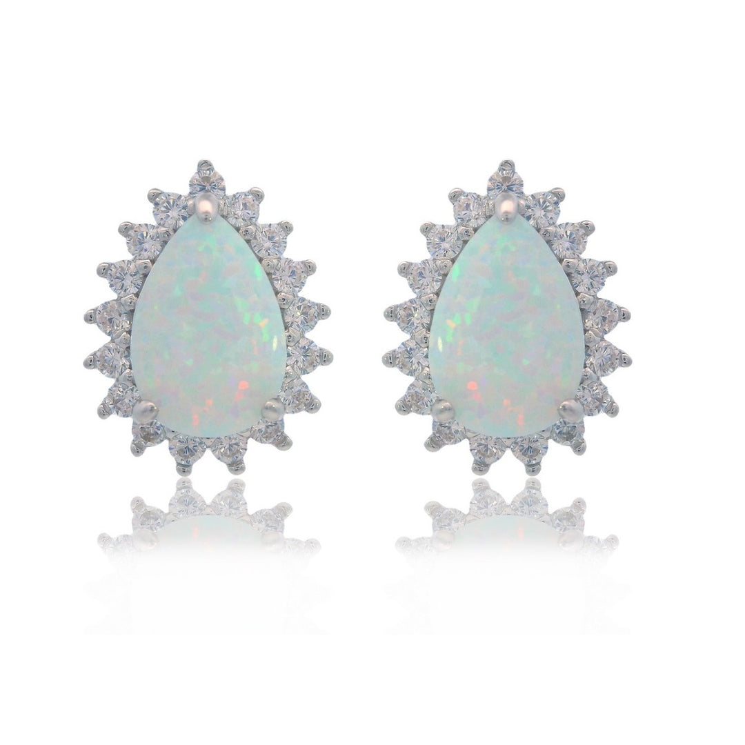 Georgini Opal Glow Rozelle White Created Opal Earrings - Silver. Item code: IE1183W
