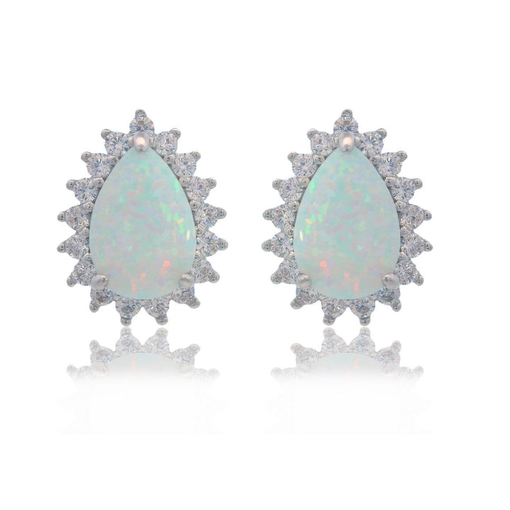 Georgini Opal Glow Rozelle White Created Opal Earrings - Silver. Item code: IE1183W