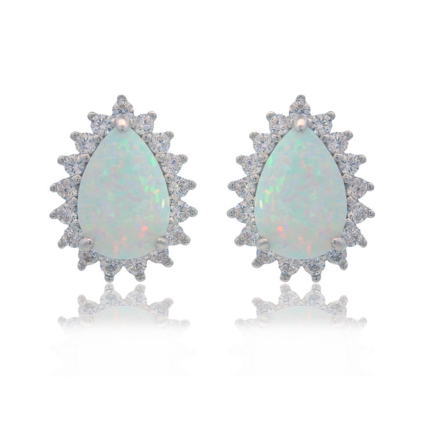 Georgini Opal Glow Rozelle White Created Opal Earrings - Silver. Item code: IE1183W