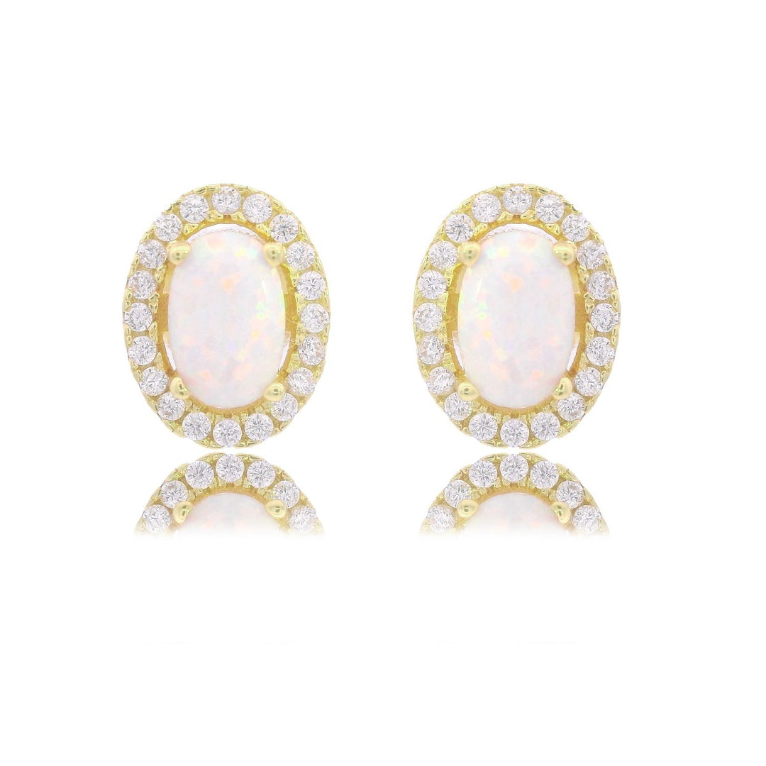 Georgini Opal Glow Blackwattle White Created Opal Earrings - Gold. Item code: IE1184G