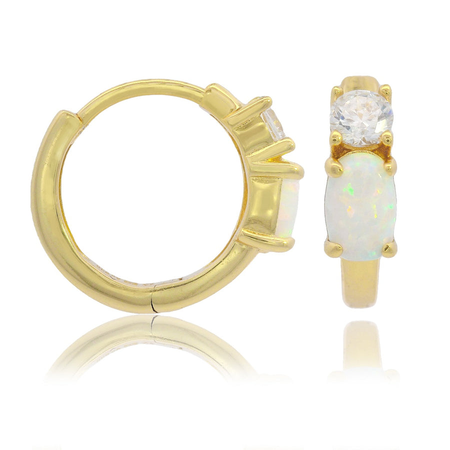 Georgini Opal Glow White Created Opal Hoop Earrings - Gold. Item code: IE1185G