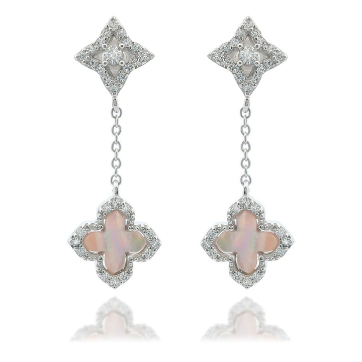 Georgini Sydney Soiree Fairwater Mother of Pearl Clover Drop Earrings - Silver