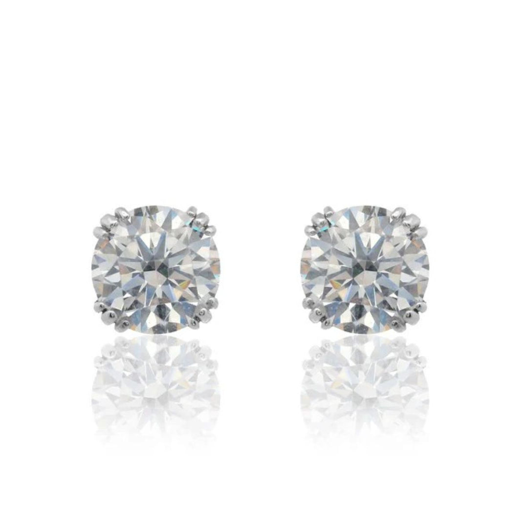 Georgini Elegant Essentials 6.5mm Round Hidden Halo Silver Stud Earrings. Item code IE1209W.