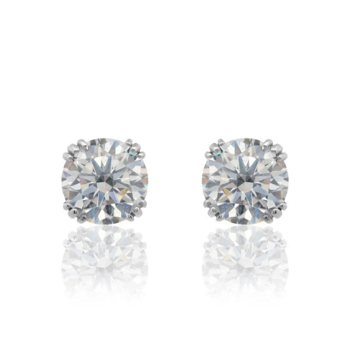Georgini Elegant Essentials 6.5mm Round Hidden Halo Silver Stud Earrings. Item code IE1209W.
