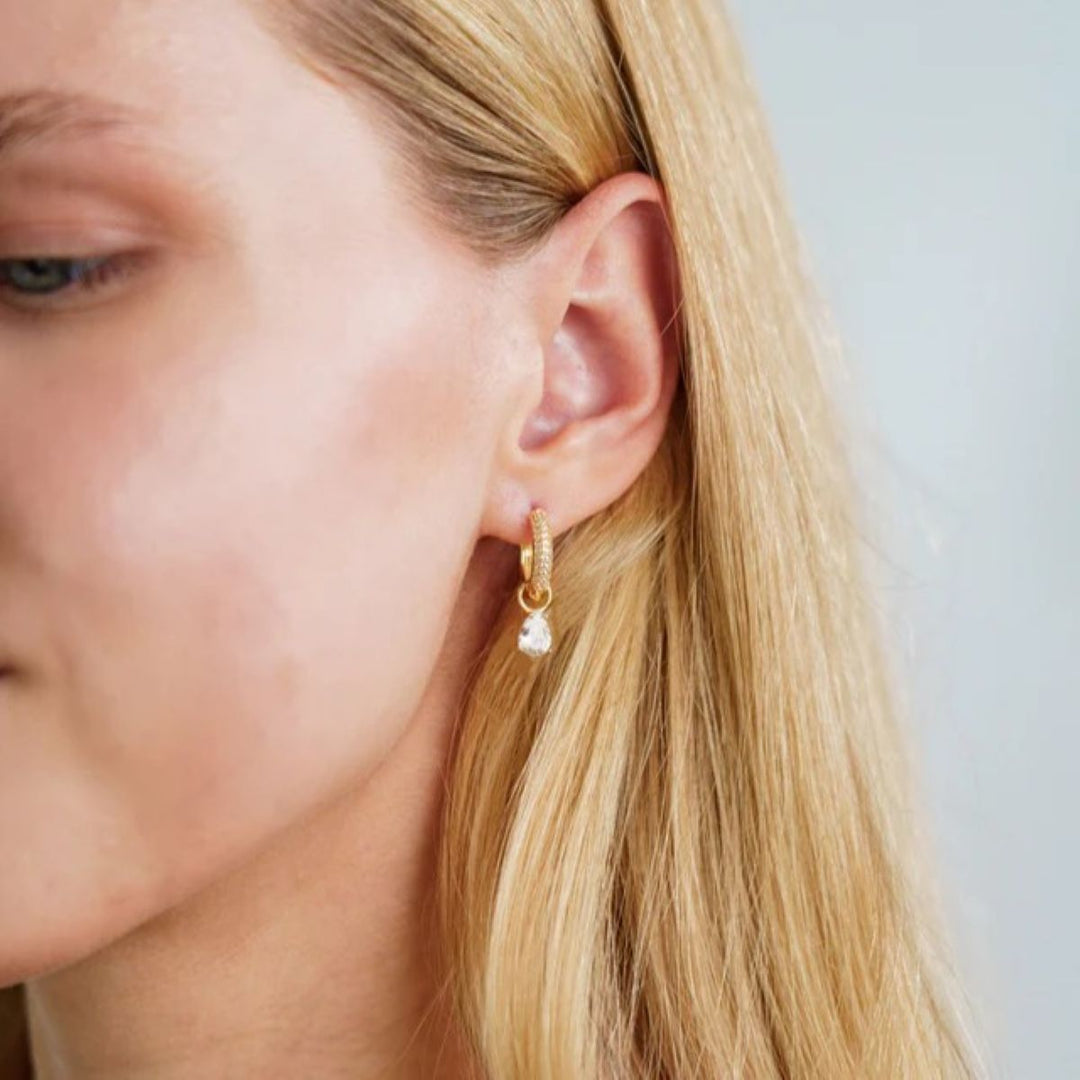 Georgini Wisteria Duo Pear Gold Earrings. Item code IE1216G.