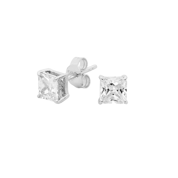 Georgini 5mm Square Clear Stud Earrings