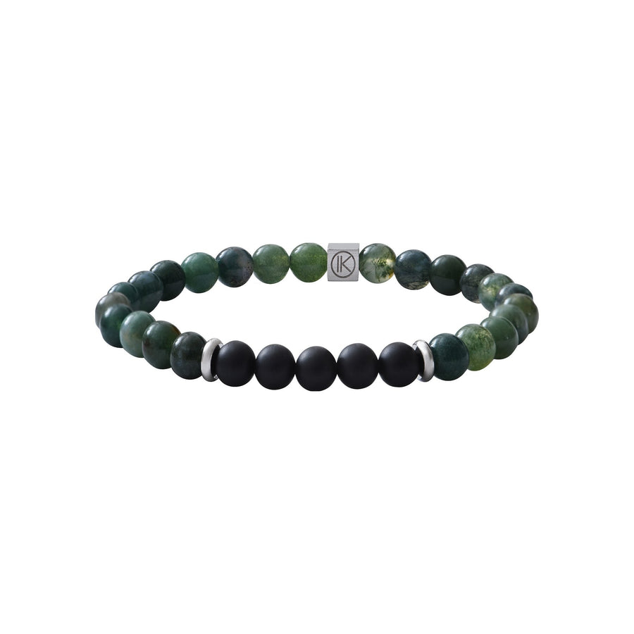 Niche Jewellery Ikoba Moss Agate and Matte Black Agate 6mm Bracelet