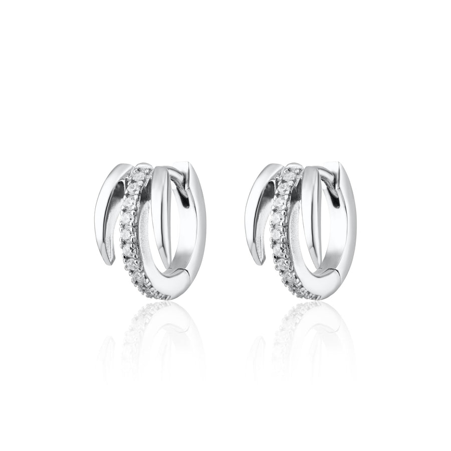 Niche Jewellery Scream Pretty Illusion Claw Mini Huggie Earrings - Silver