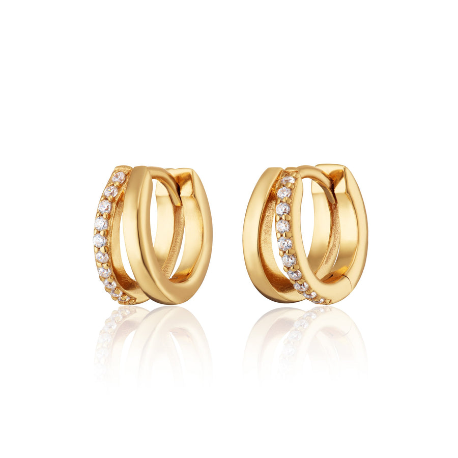 Niche Jewellery Scream Pretty Illusion Split Mini Huggie Earrings - Gold