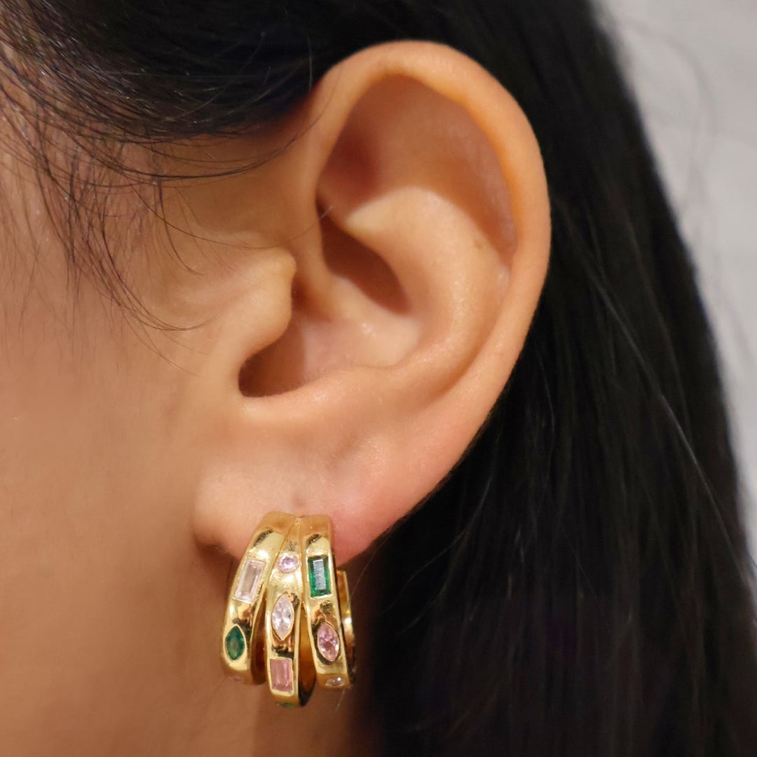 Amelia Scott Chunky Illusion Hoops Flamingo and Gold AS22TRE38