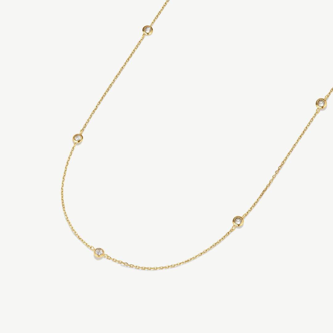 D.Louise Multi Stone Chain Gold Necklace