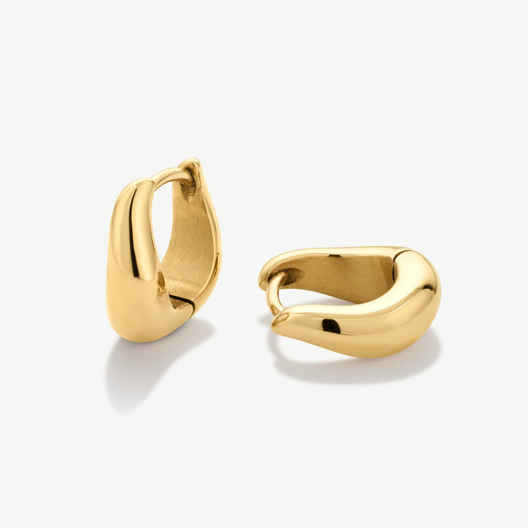 D.Louise Wave Gold Huggie Hoop Earrings