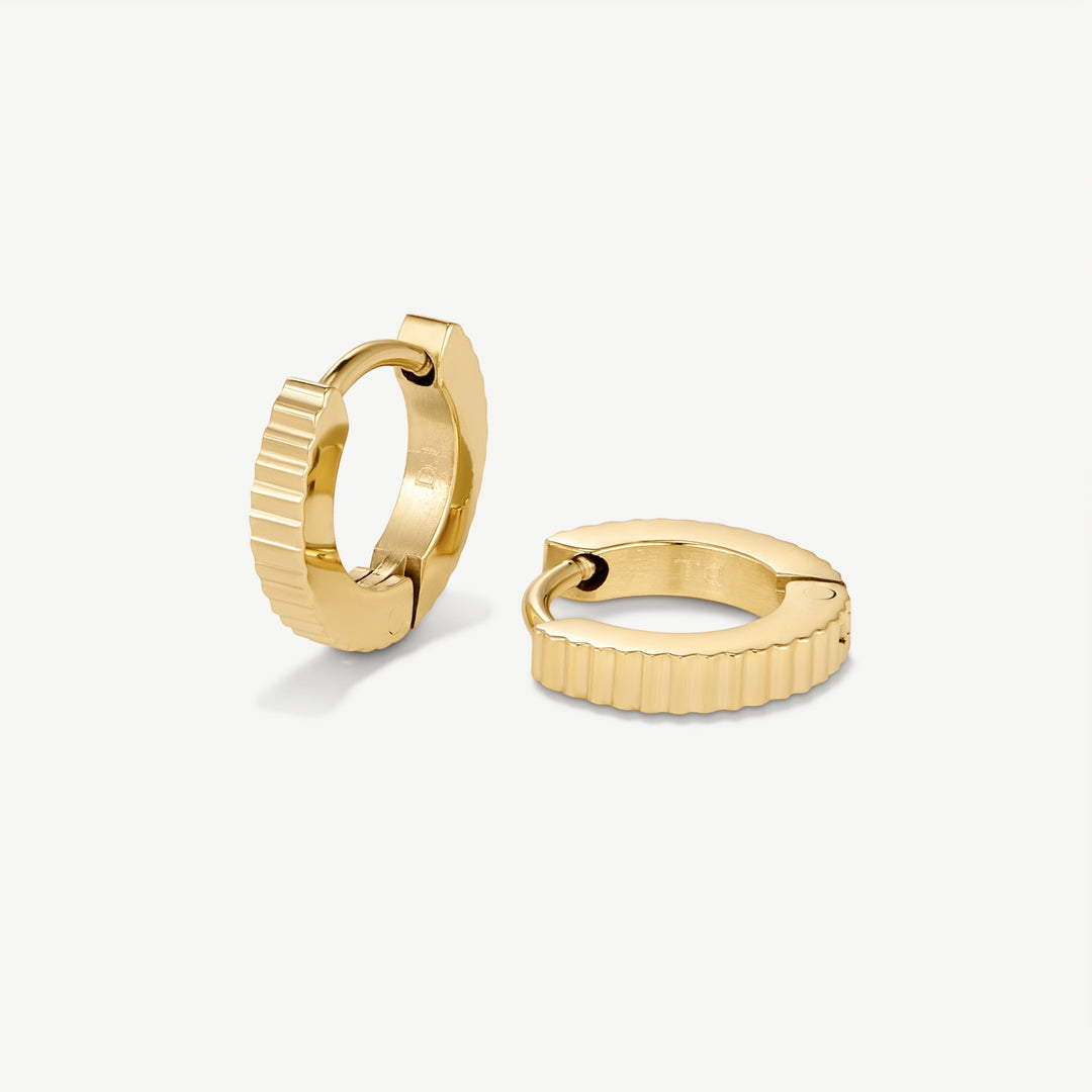 D.Louise Mini Pleat Gold Huggie Hoop Earrings