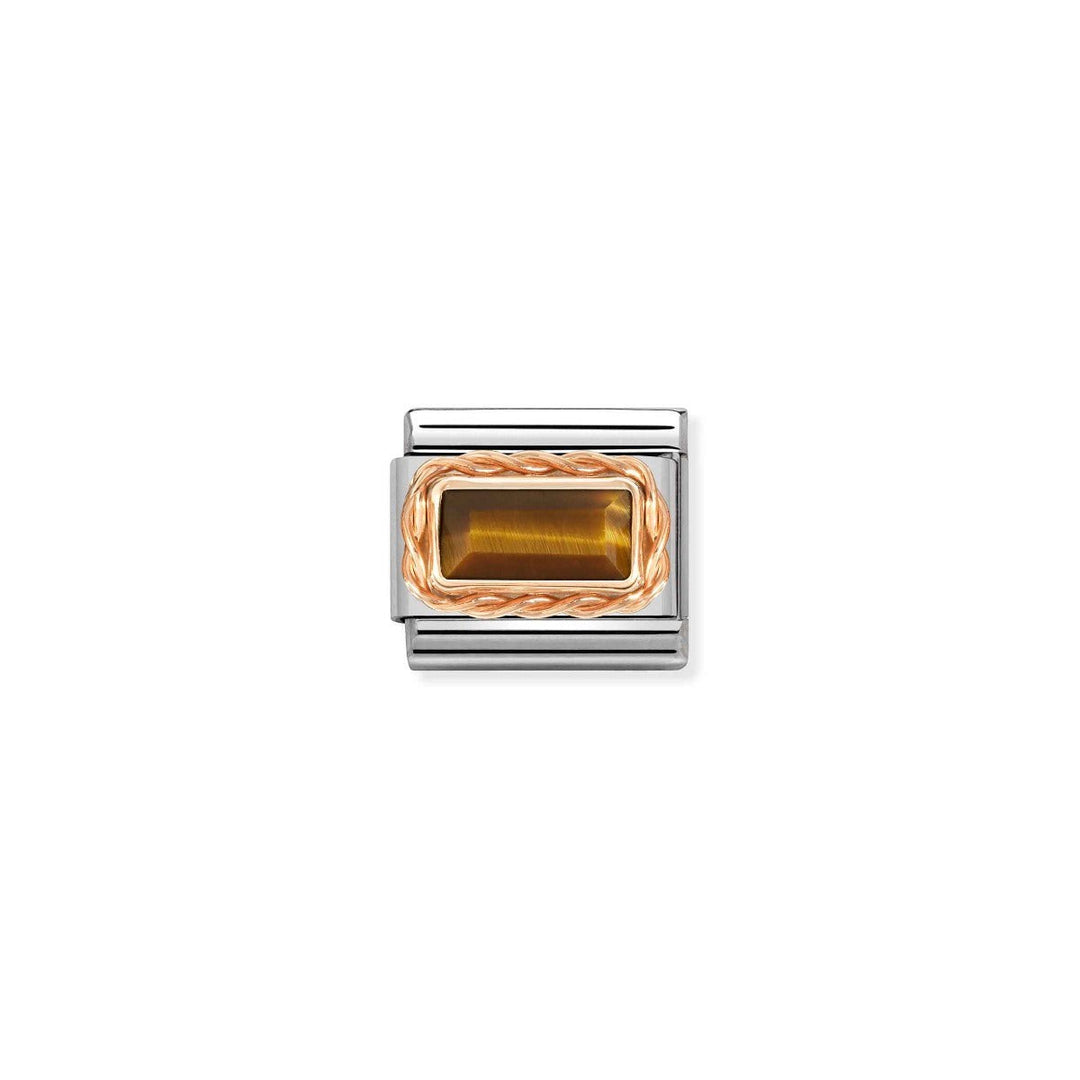 Nomination Rose Gold Tigers Eye Baguette Stone Charm