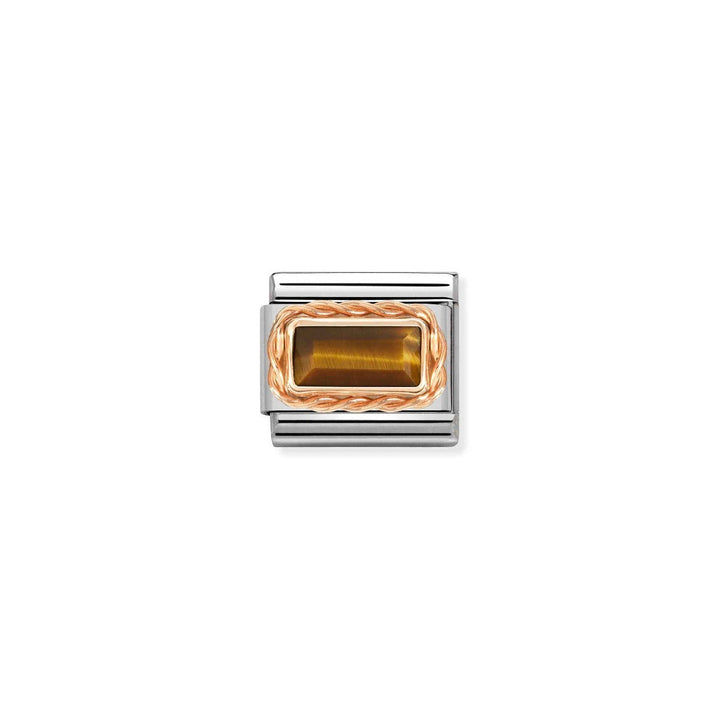 Nomination Rose Gold Tigers Eye Baguette Stone Charm