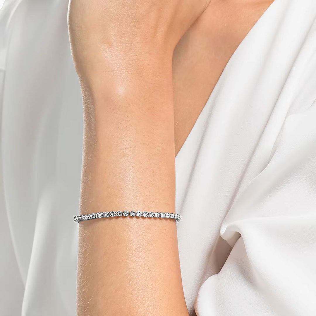 Swarovski Imber Emily Tennis Bracelet Round Cut - Blue with Rhodium Plating