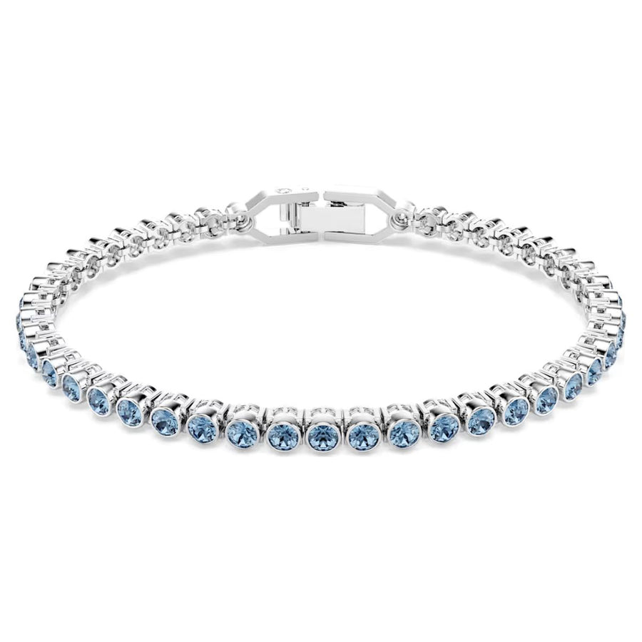 Swarovski Imber Emily Tennis Bracelet Round Cut - Blue with Rhodium Plating
