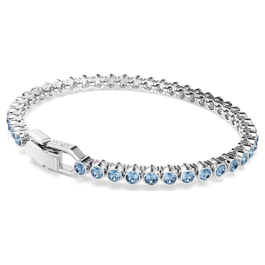 Swarovski Imber Emily Tennis Bracelet Round Cut - Blue with Rhodium Plating