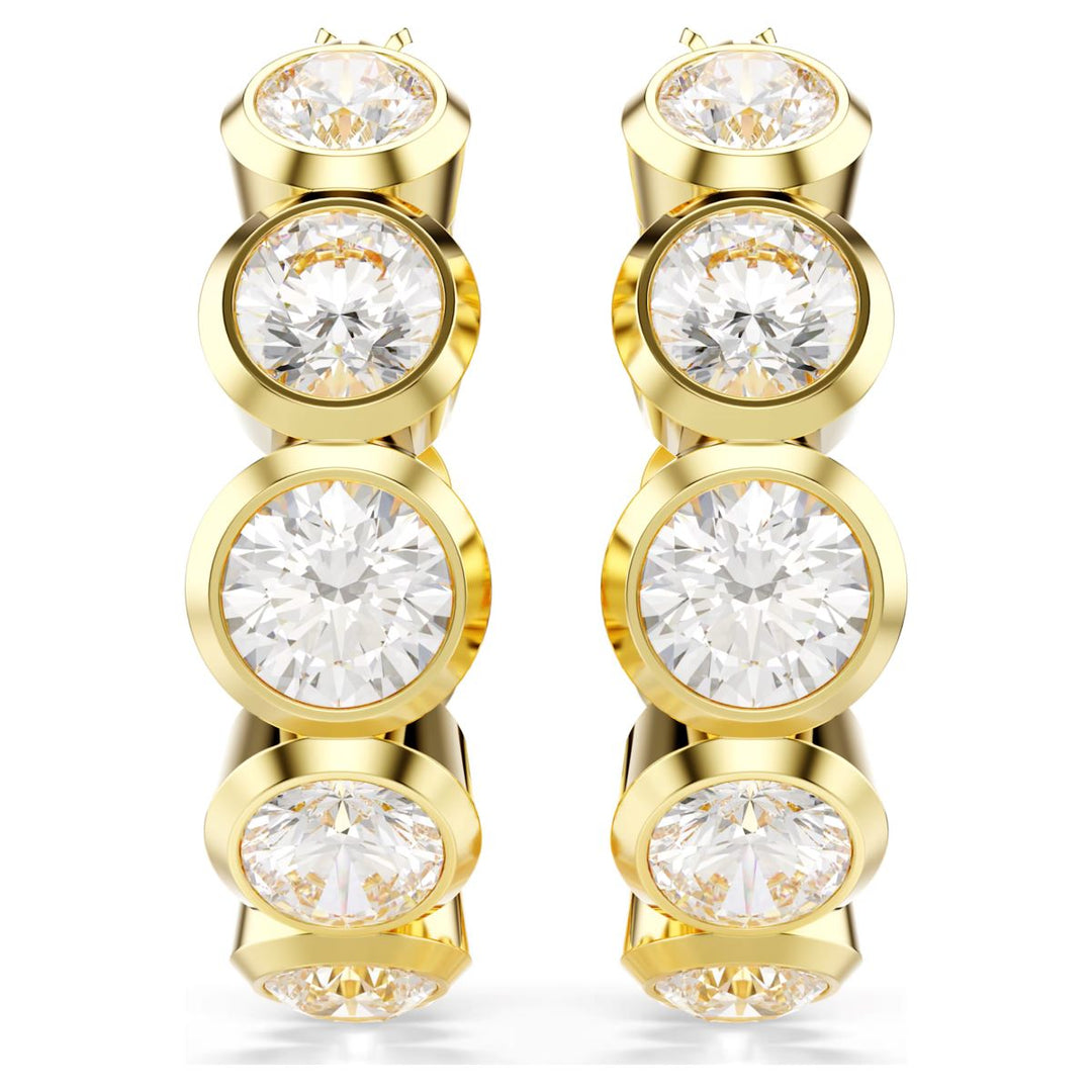 Swarovski Imber Hoop Earrings Round Cut - White with Gold Tone Plating - 5711483