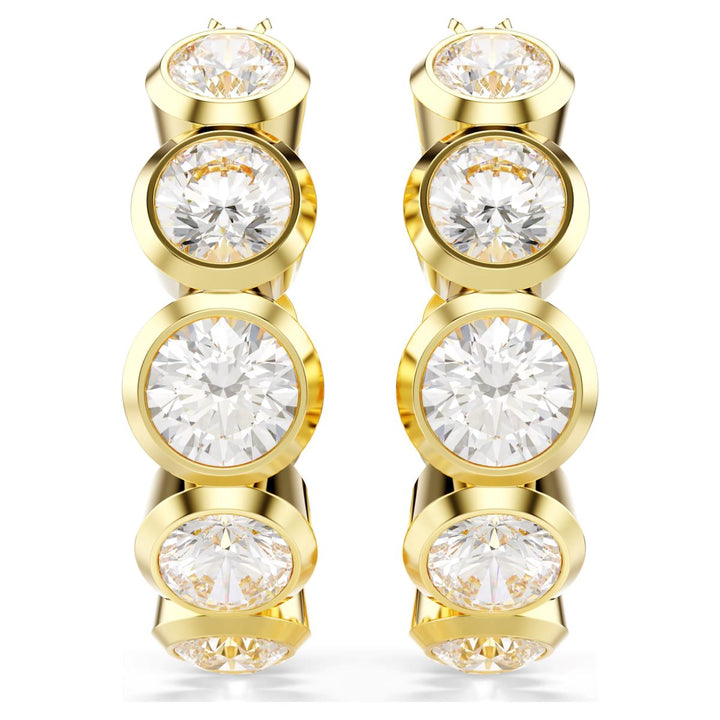 Swarovski Imber Hoop Earrings Round Cut - White with Gold Tone Plating - 5711483