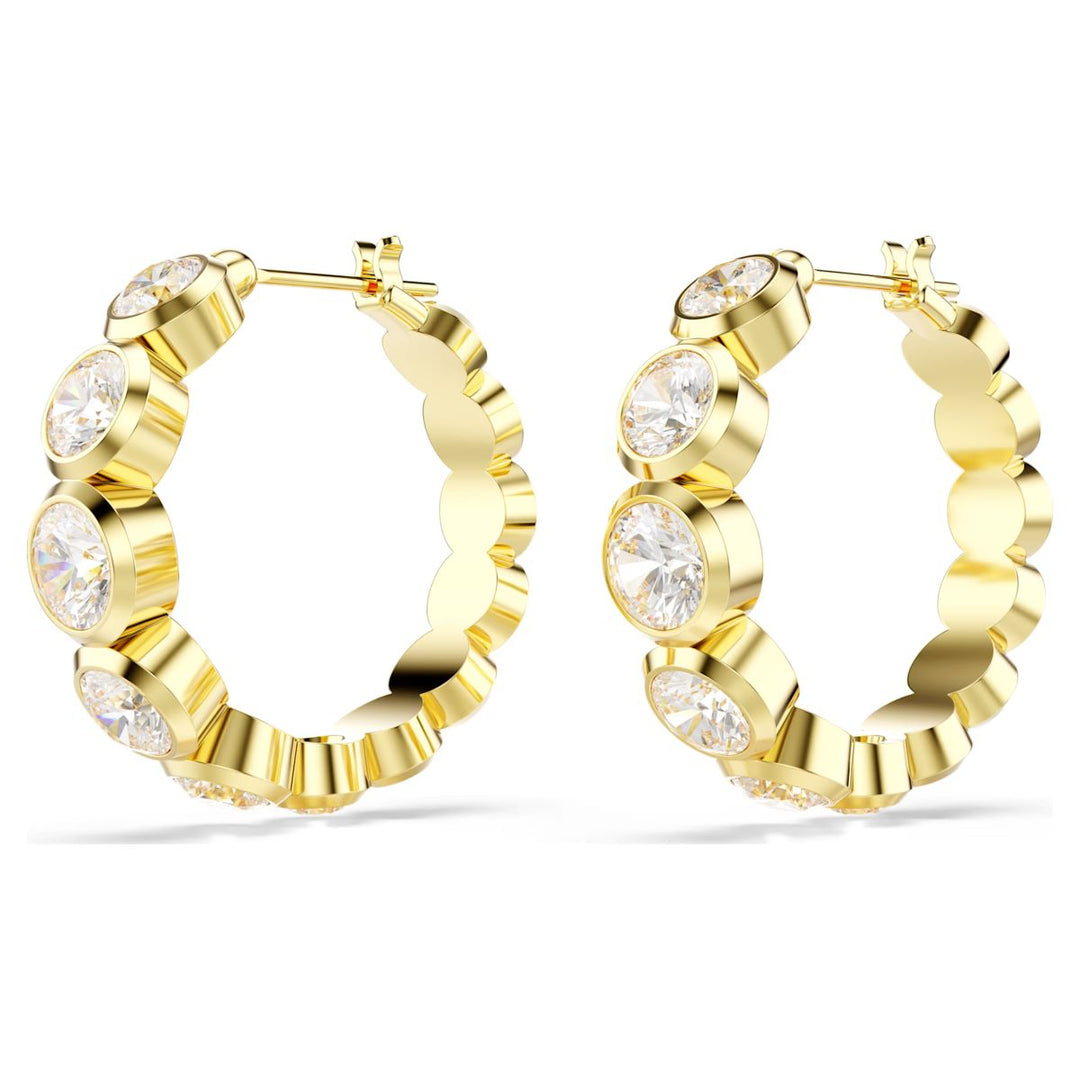 Swarovski Imber Hoop Earrings Round Cut - White with Gold Tone Plating - 5711483