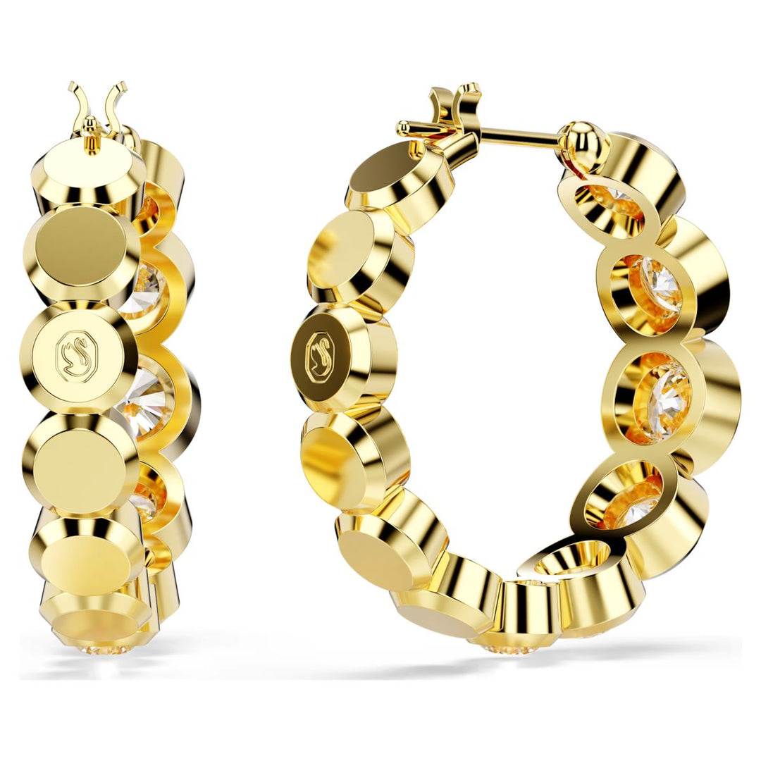 Swarovski Imber Hoop Earrings Round Cut - White with Gold Tone Plating - 5711483