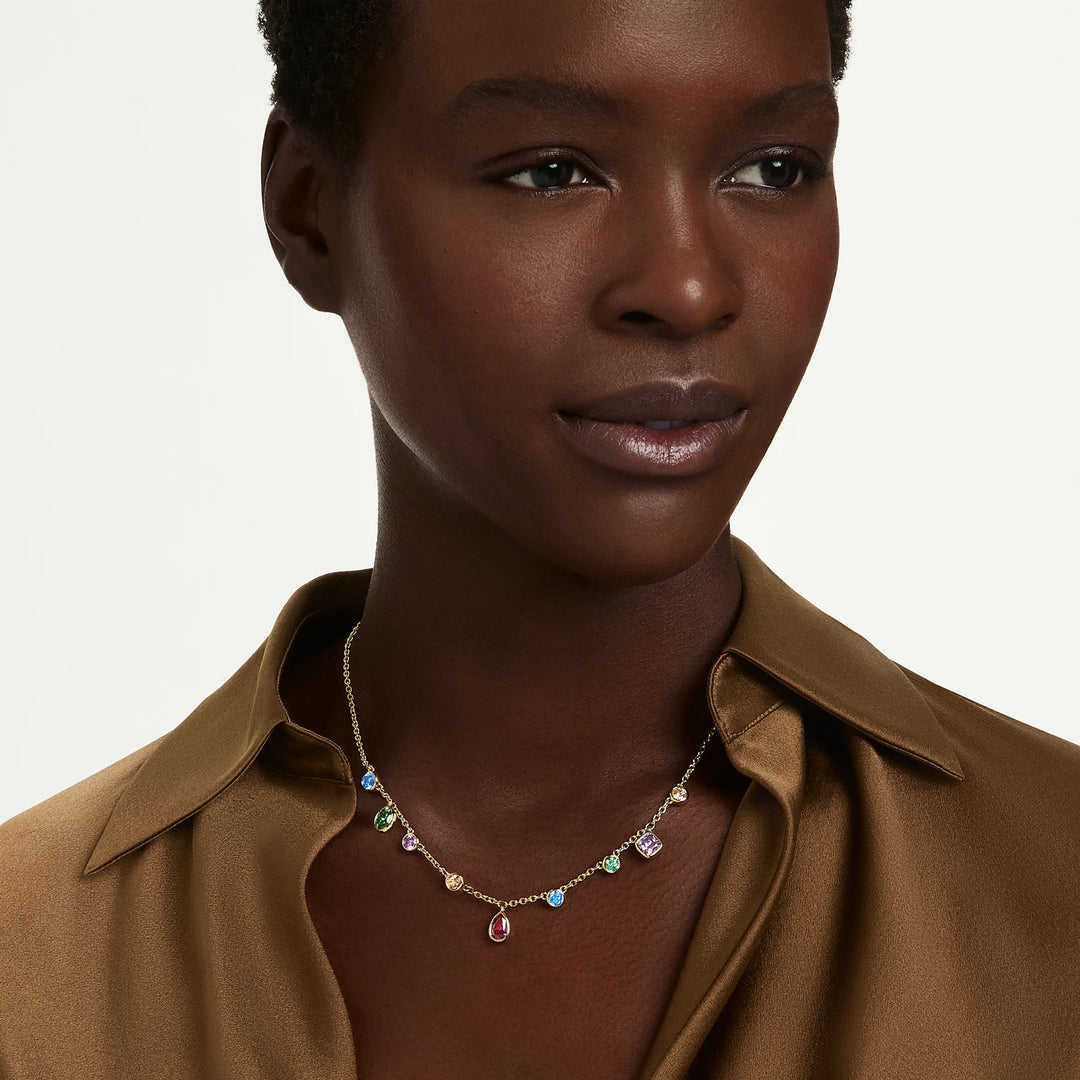 Swarovski Imber Mixed Cuts Necklace - Multicoloured with 18K Gold Finish