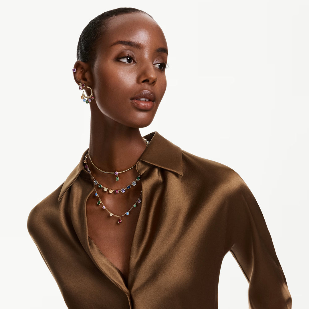 Swarovski Imber Mixed Cuts Necklace - Multicoloured with 18K Gold Finish