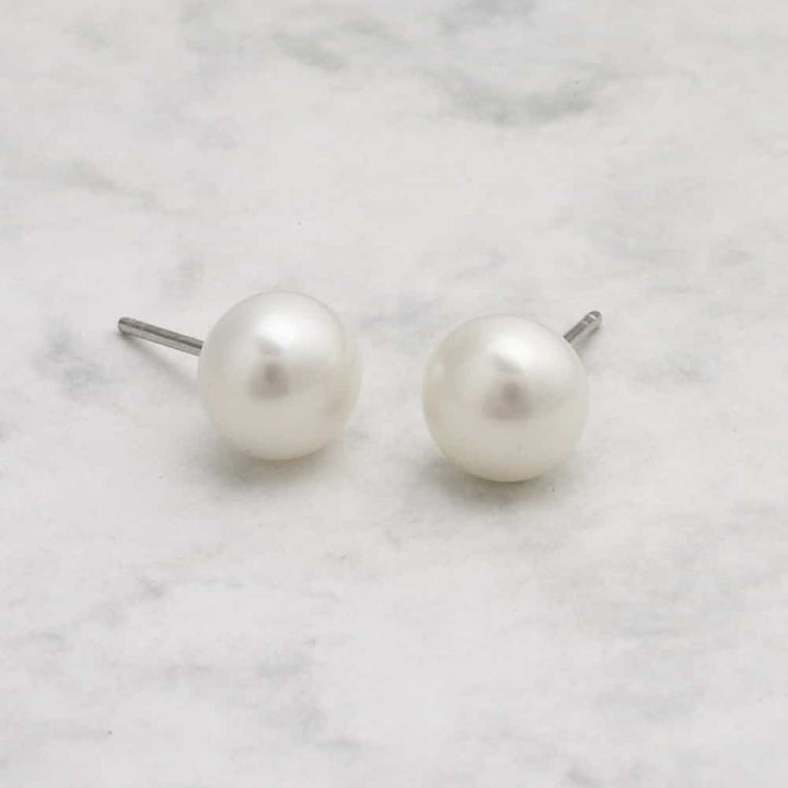 Jersey Pearl Stud Earrings 9mm - 919715